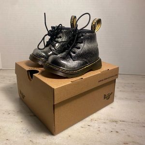 Dr Marten Black Silver Glitter Toddler/Baby size 4 (US)